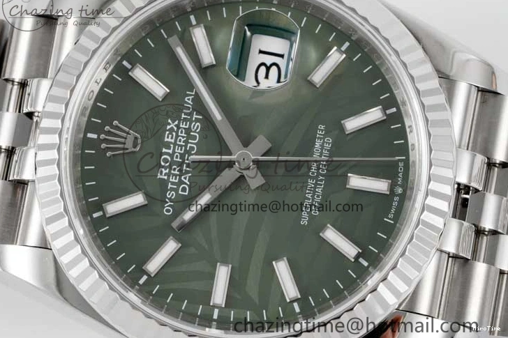 MiroTime 1227 Youthful DateJust 36 SS 116234 VSF 1:1 Best Edition 904L Steel Green Leaf Dial on Jubilee Bracelet VS 2056